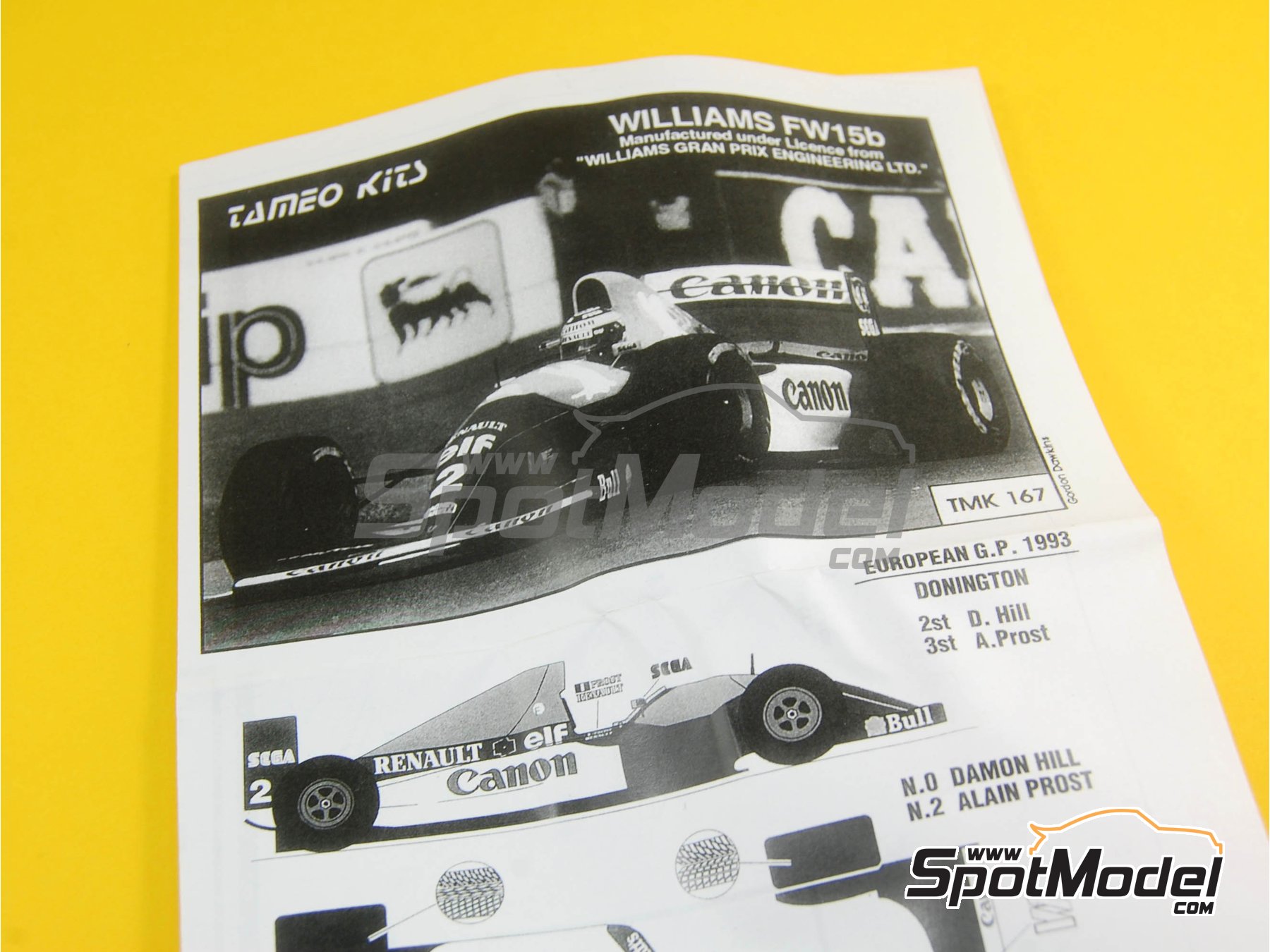 Williams Renault FW15c Williams Grand Prix Engineering Team sponsored by  Camel - European Formula 1 Grand Prix 1993. Car scale model kit in 1/43  scale